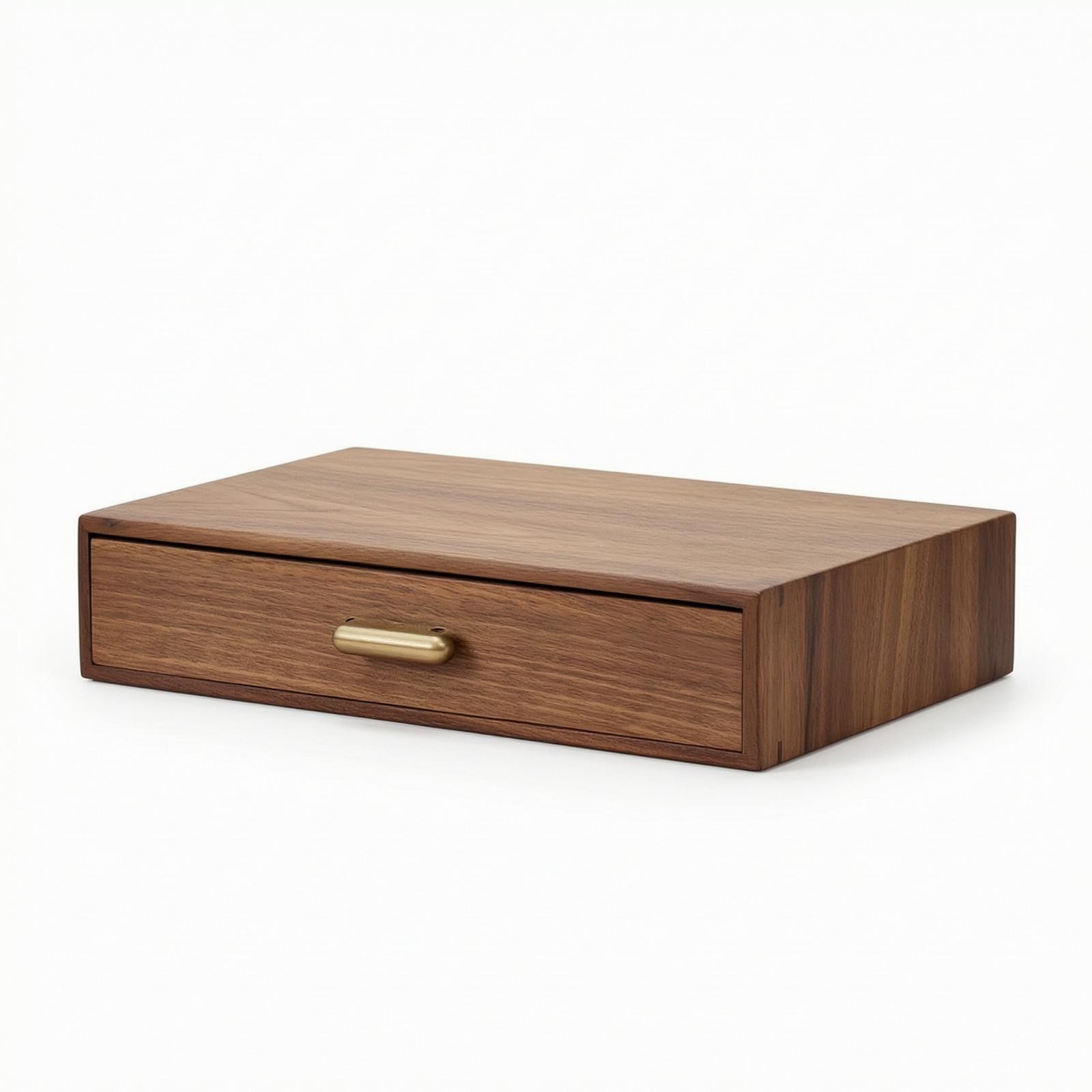 Office Drawer Organizer - Wooden Desktop Storage Drawer Walnut Organizer