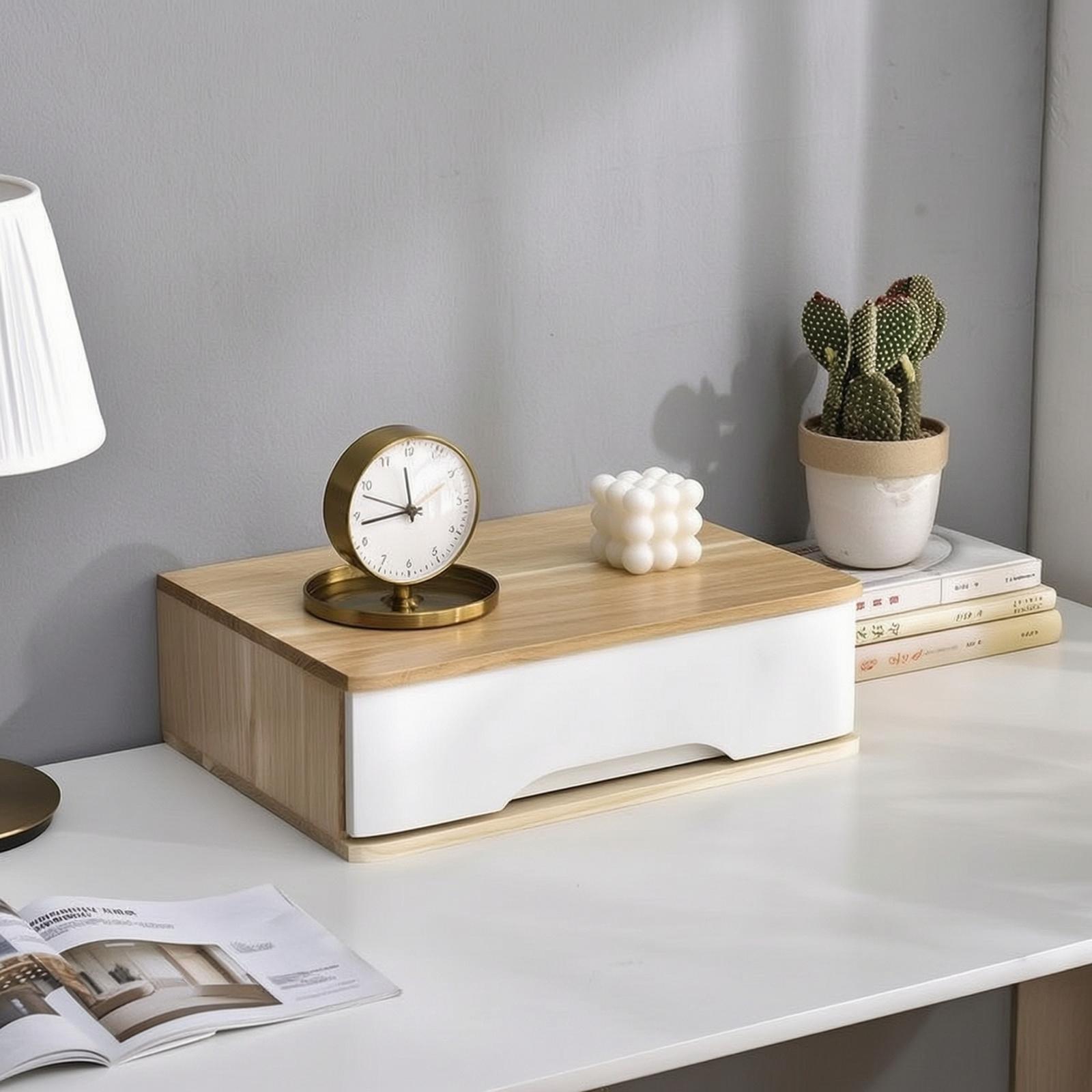 Office Drawer Organizer - Wooden Desk Drawer Box Office Organizer