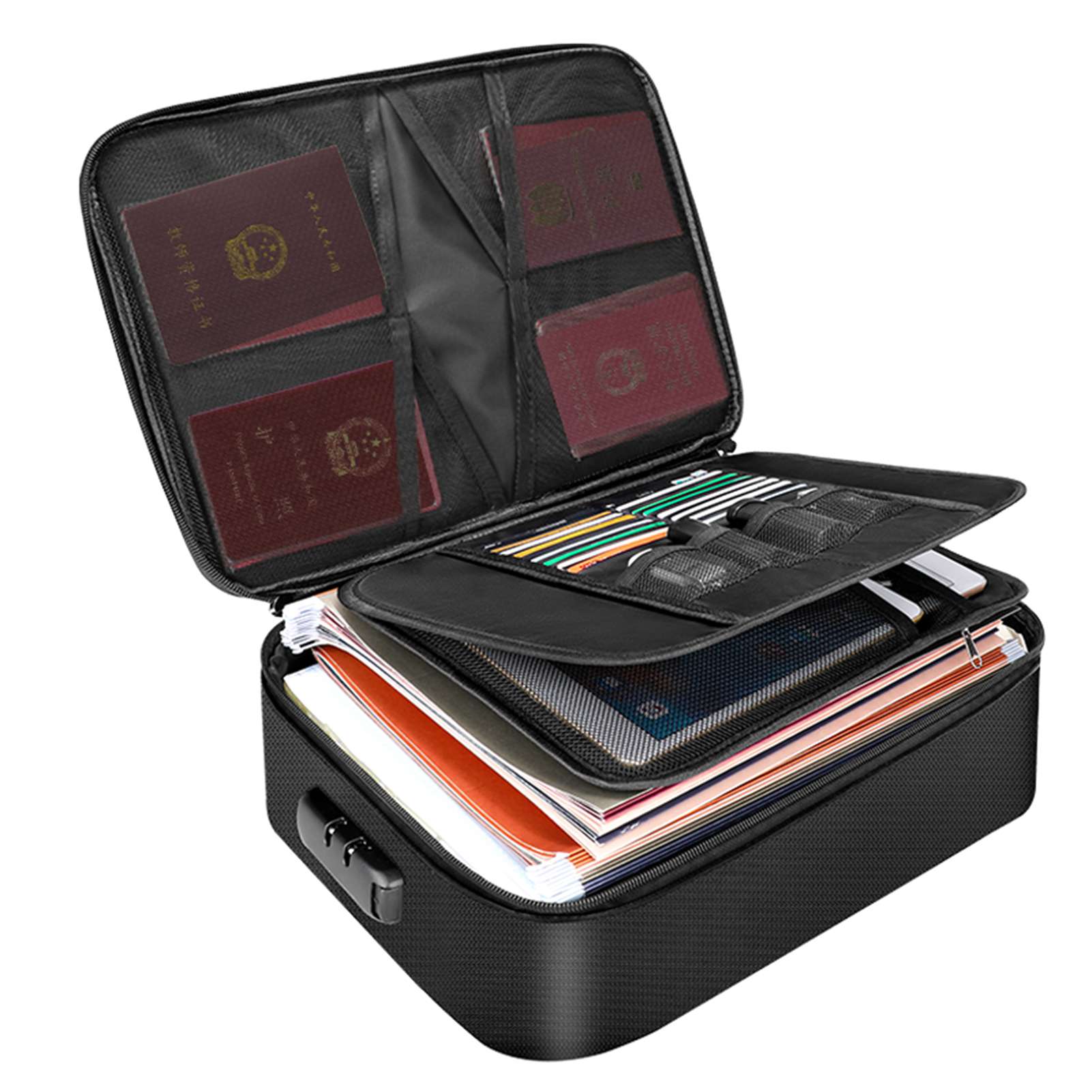 Home Office For Passport - Fireproof Document Bag with Zipper Closure